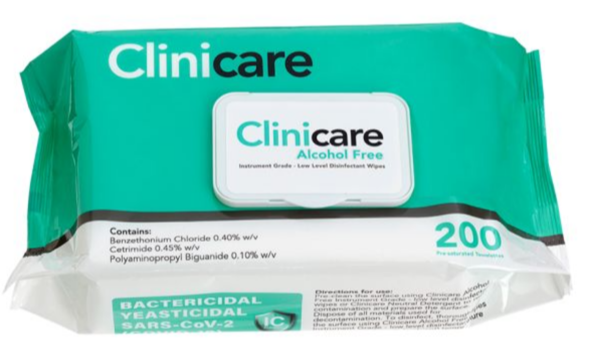 Picture of CLINICARE ALCOHOL FREE INSTRUMENT GRADE WIPES 200/PACK