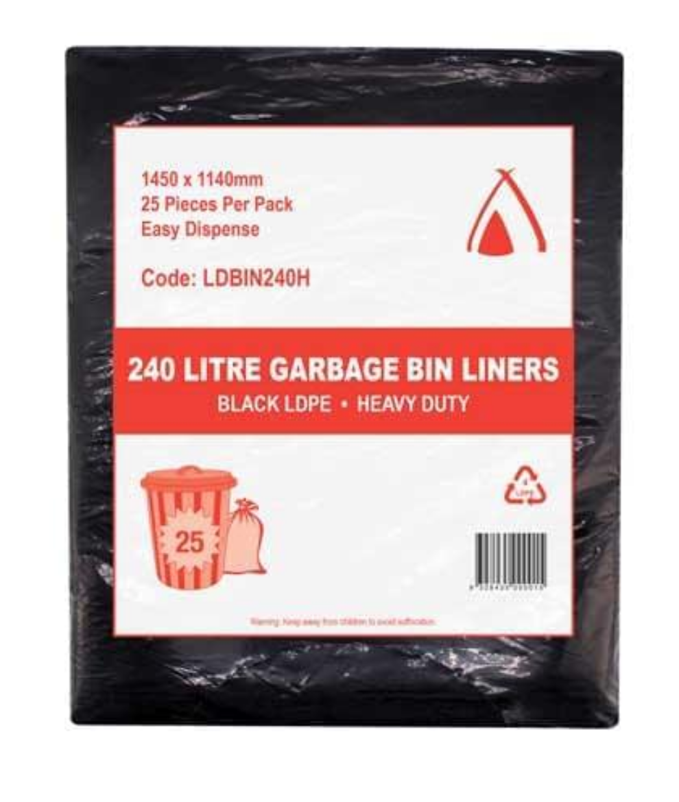 Picture of BIN LINER 240LTR HEAVY DUTY BLACK 25/PACK