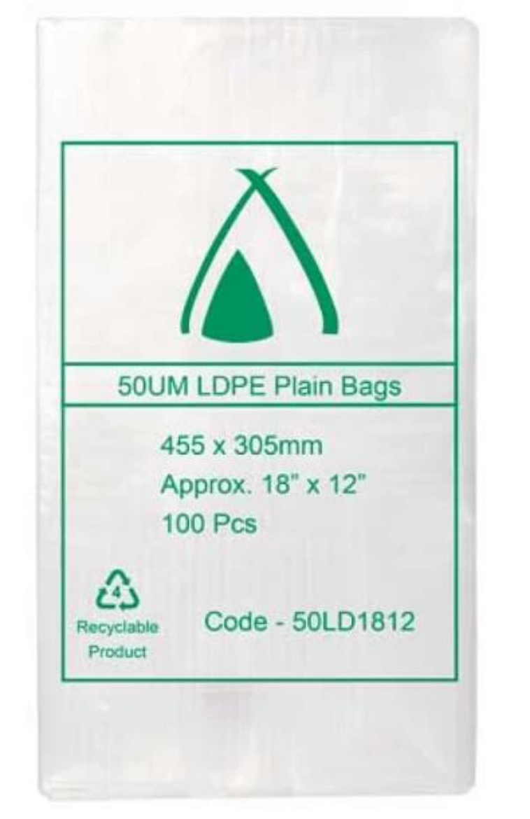Picture of BAG, PLASTIC 455x305 (18x12") 50um LDPE 100/PACK