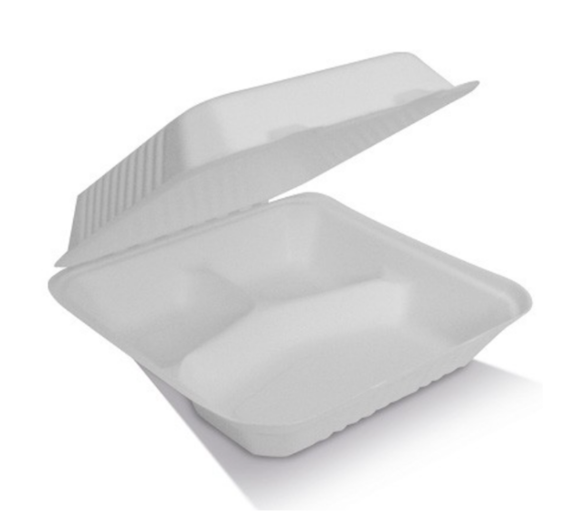 Picture of DINNER BOX, SUGARCANE 3 COMPARTMENT 200/CTN