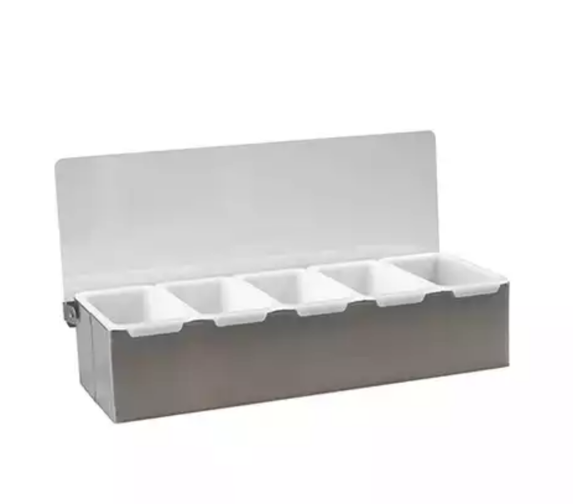 Picture of 5 COMP. CONDIMENT DISPENSER S/S 385X150X90MM