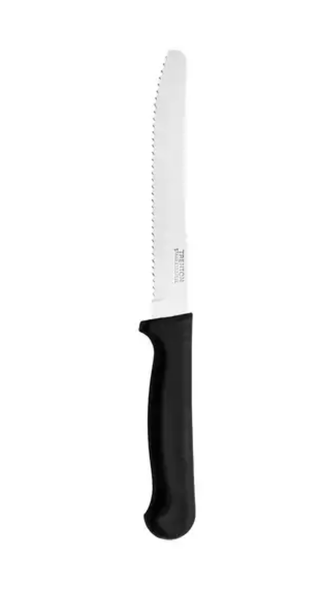 Picture of CUTLERY, STEAK KNIFE ROUND TIP BLACK HANDLE 223mm 12/PACK