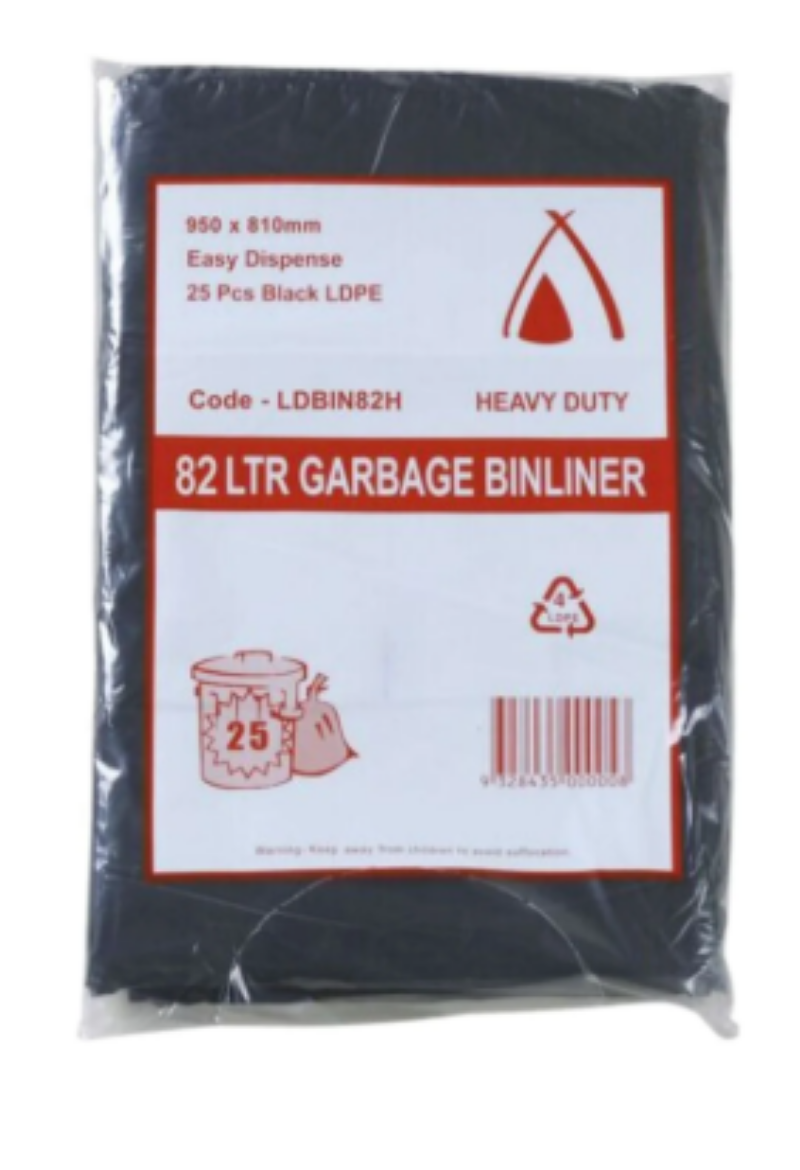 Picture of BIN LINER 82LTR BLACK HEAVY DUTY - 26um 250/CTN