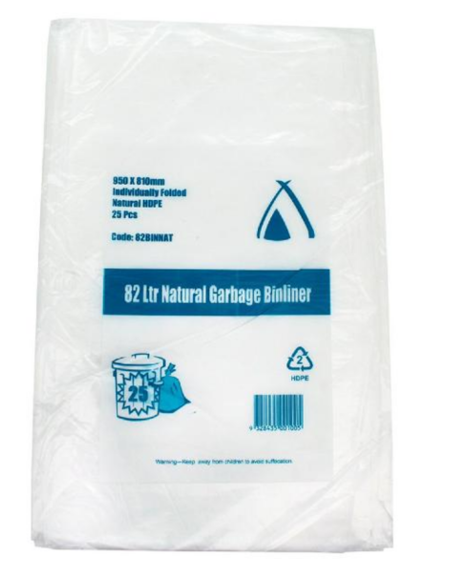 Picture of BIN LINER 82LTR CLEAR HDPE 250/CTN