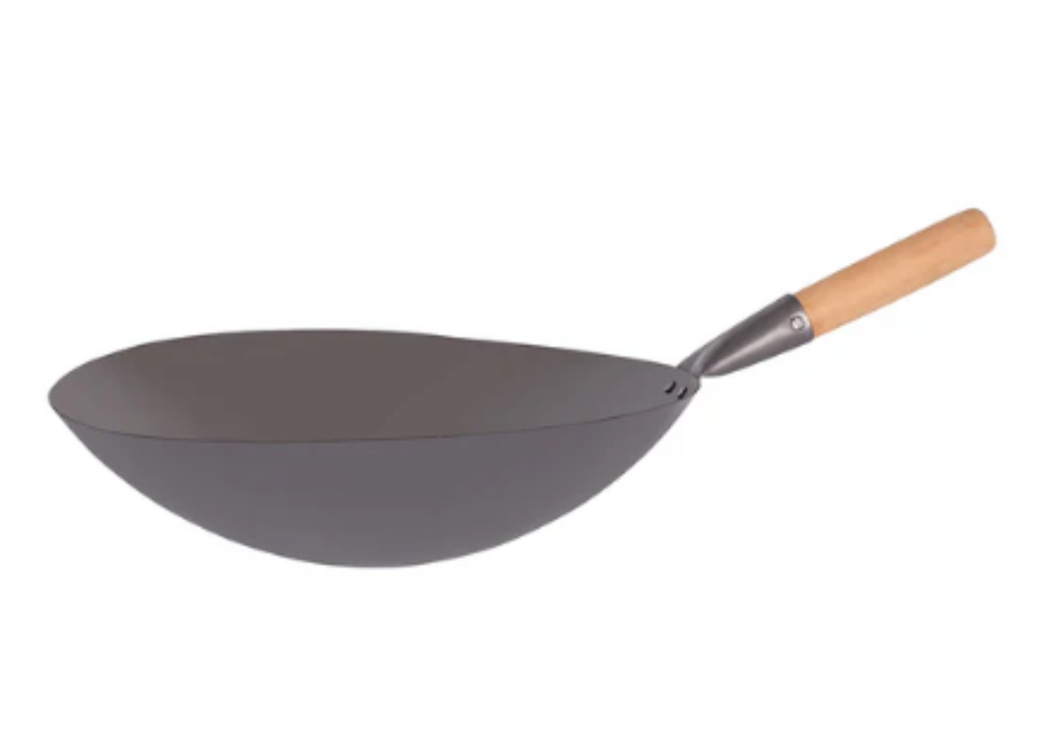 Picture of ECHF INOX WOK CAST IRON W/WOODEN HANDLE 400MM