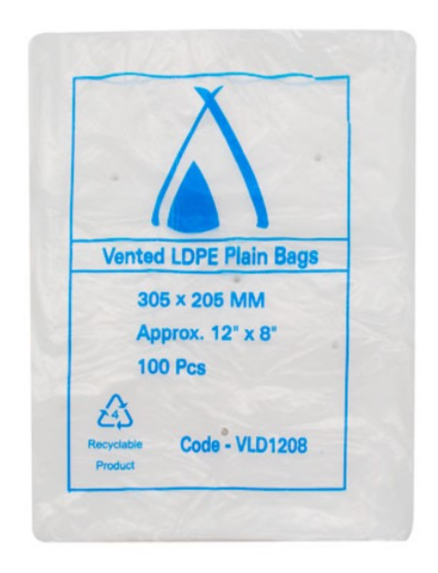 Picture of BAG, PLASTIC 305x205 (12x8") LDPE VENTED 100/PACK