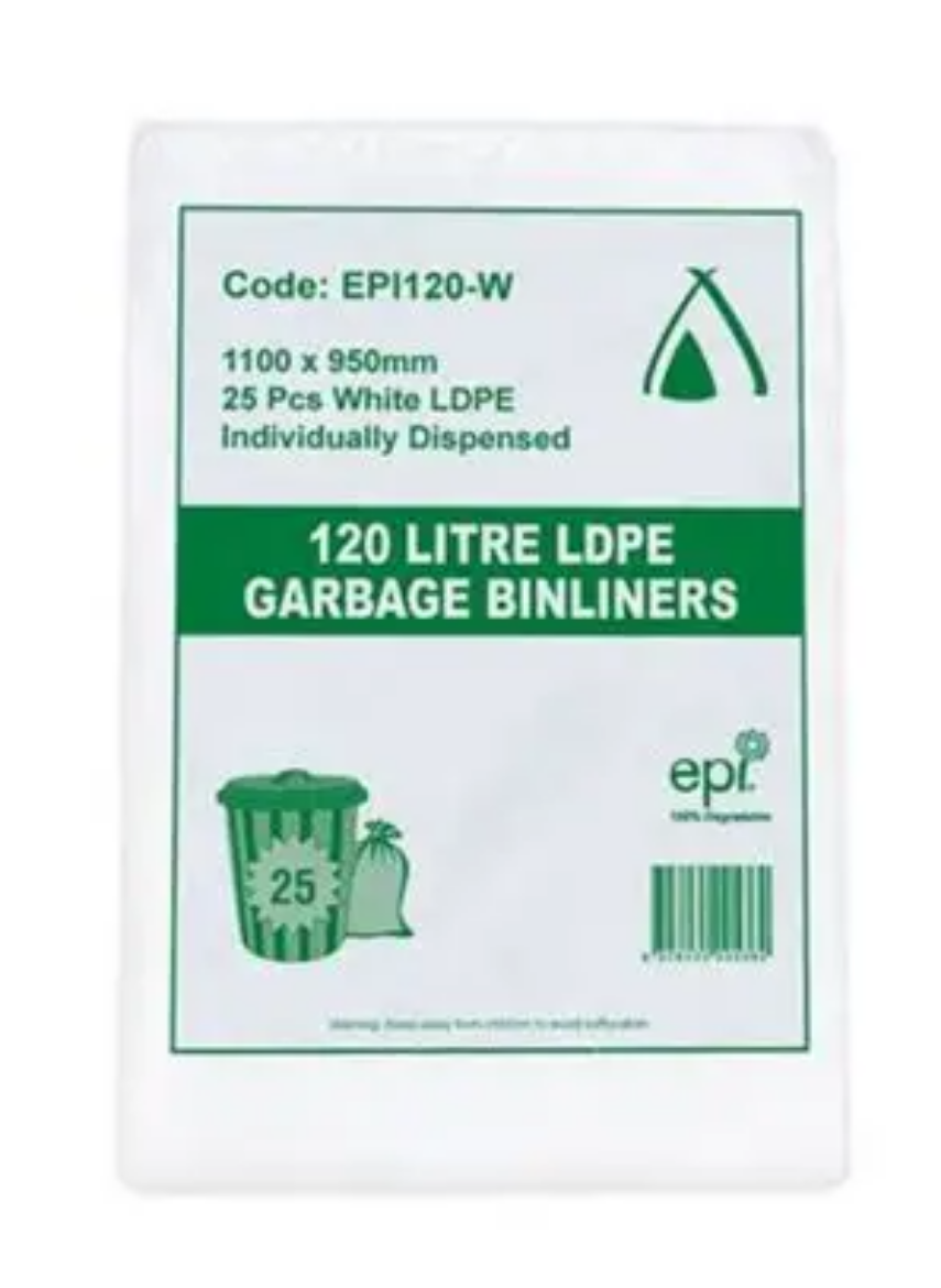 Picture of BIN LINER 120LTR WHITE LDPE + EPI 1C/1S 100/CTN