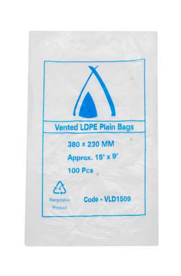 Picture of BAG, PLASTIC 380x230 (15x9") 35UM LDPE VENTED 1000/CTN