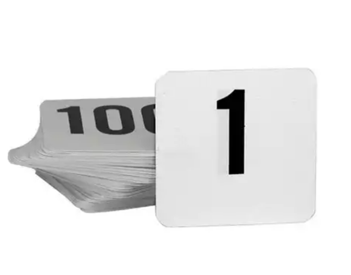 Picture of SMALL TABLE NUMBER SET BLACK ON WHITE 1-25