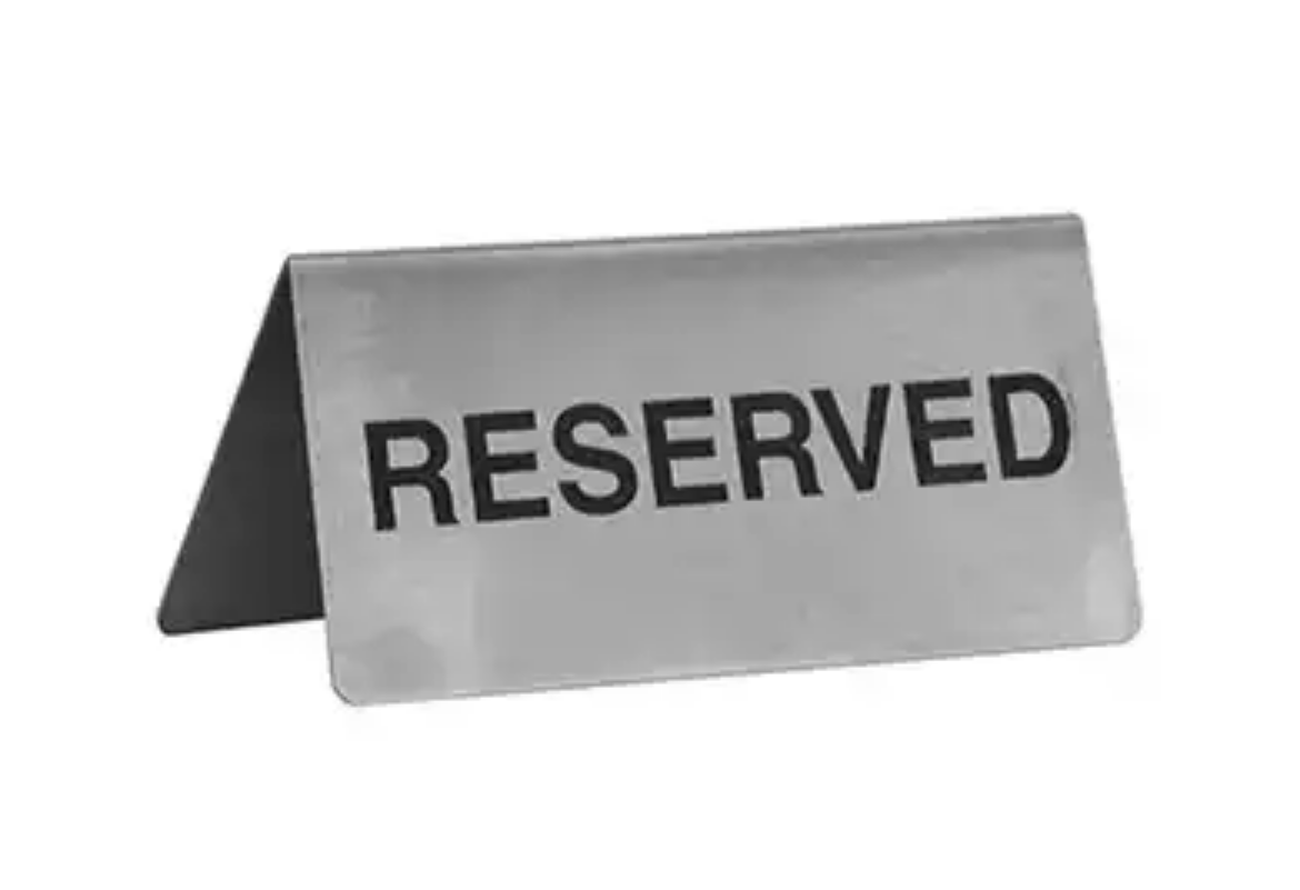 Picture of S/S RESERVED TABLE SIGN 100MM "A" FRAME 12/PACK