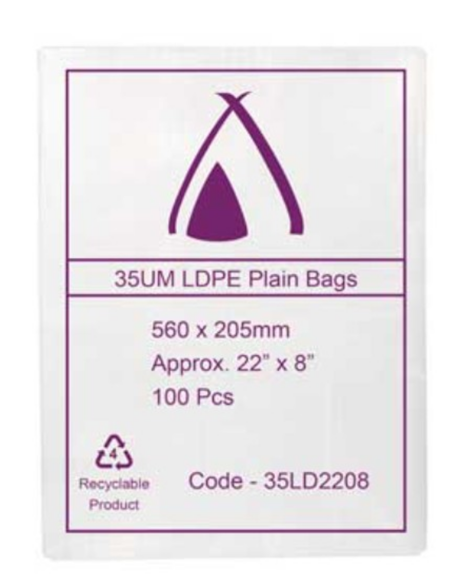 Picture of BAG, PLASTIC 560x205 (22x8") 35UM LDPE 100/PACK