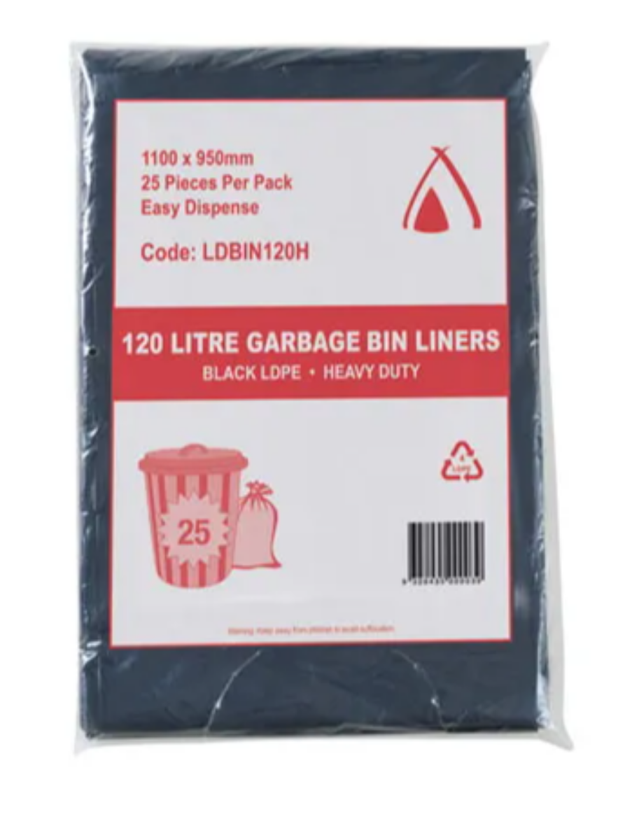 Picture of BIN LINER 120LTR BLACK FLAT PK 250/CTN