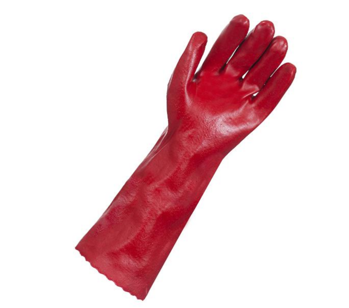 Picture of GLOVE, LIQUID RESISTANT LONG ARM PVC RED SINGLE DIP 45CM PAIR