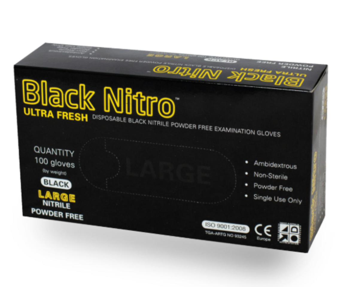 Picture of GLOVES, NITRILE BLACK P/F LARGE 100/PACK