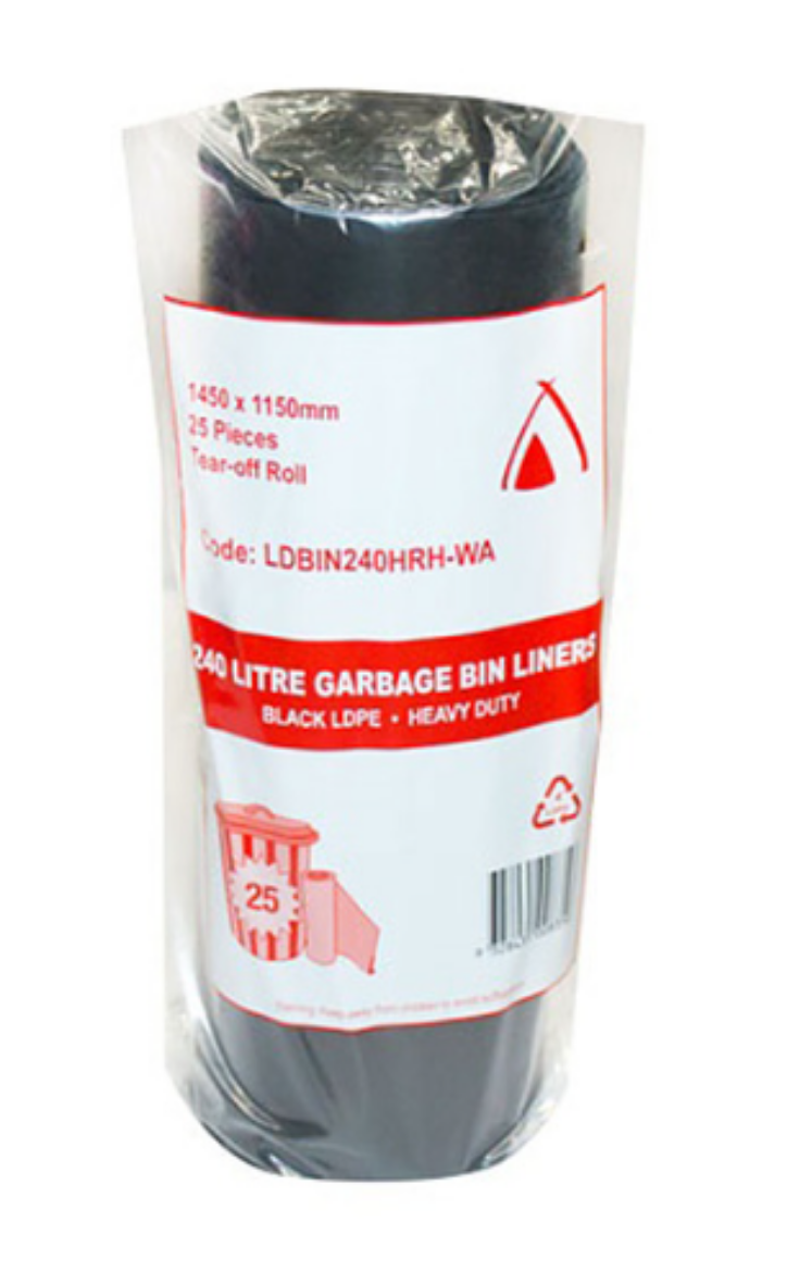 Picture of BIN LINER 240LTR HEAVY DUTY BLACK ROLL 100/CTN