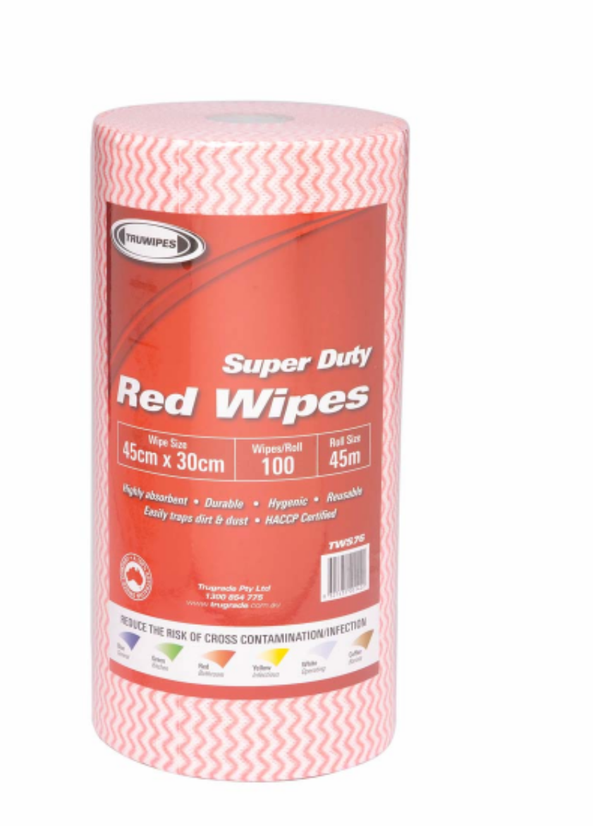 Picture of TRUWIPE - RED HVY DTY WIPE 100/ROLL
