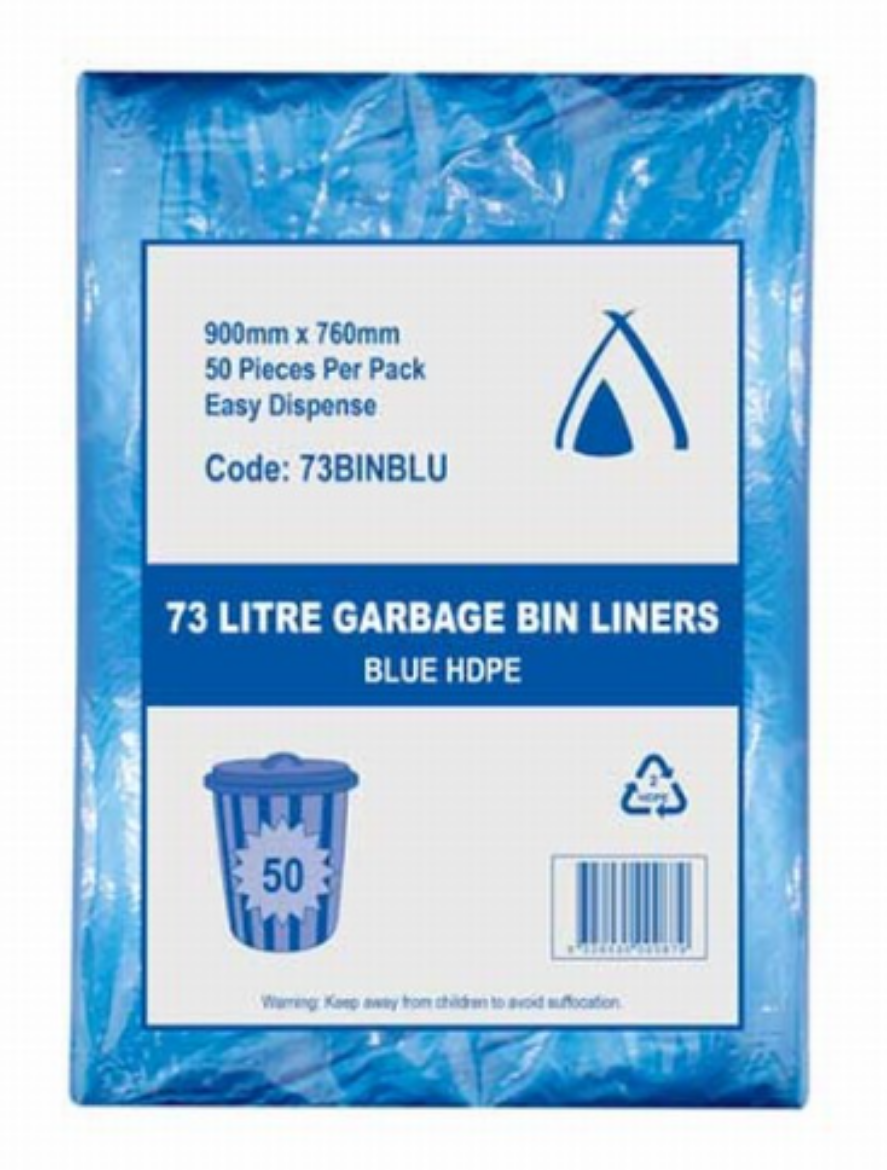 Picture of BIN LINER 73LTR BLUE HDPE FLAT SEAL 500/CTN