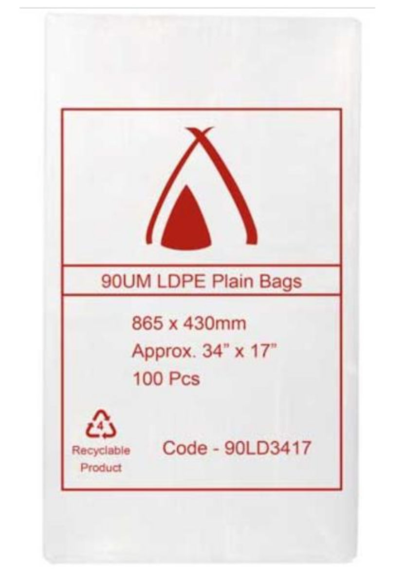 Picture of BAG, PLASTIC 865x430 (34x17") 90um LDPE 300/CTN