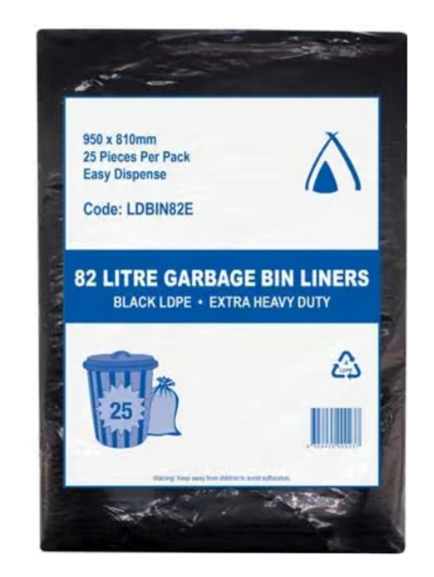 Picture of BIN LINER 82LTR BLACK EXTRA HEAVY DUTY LDPE 200/CTN