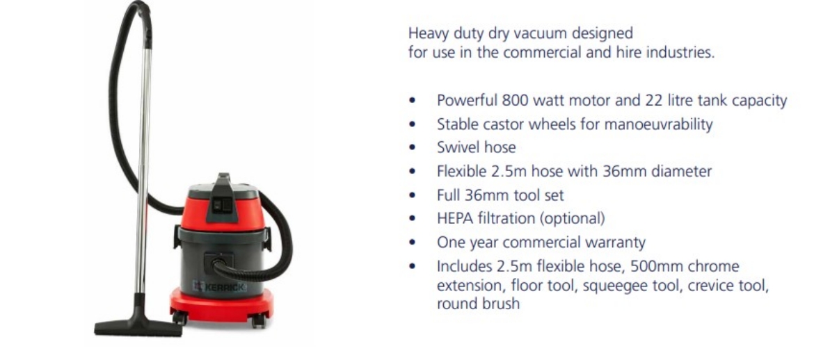 Picture of KERRICK DRY KVAC10 VACUUM CLEANER 22L