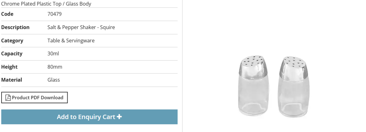 Picture of SALT & PEPPER SHAKER GLASS SQUIRE 30ML CTN12