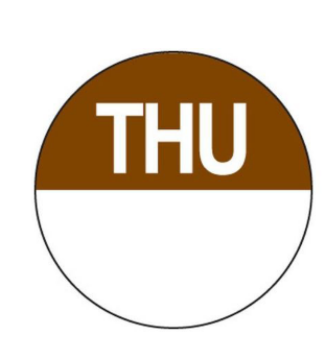 Picture of 10784 DAYDOT DAY OF WEEK 24MM CIRCLES THURSDAY 1000/ROLL