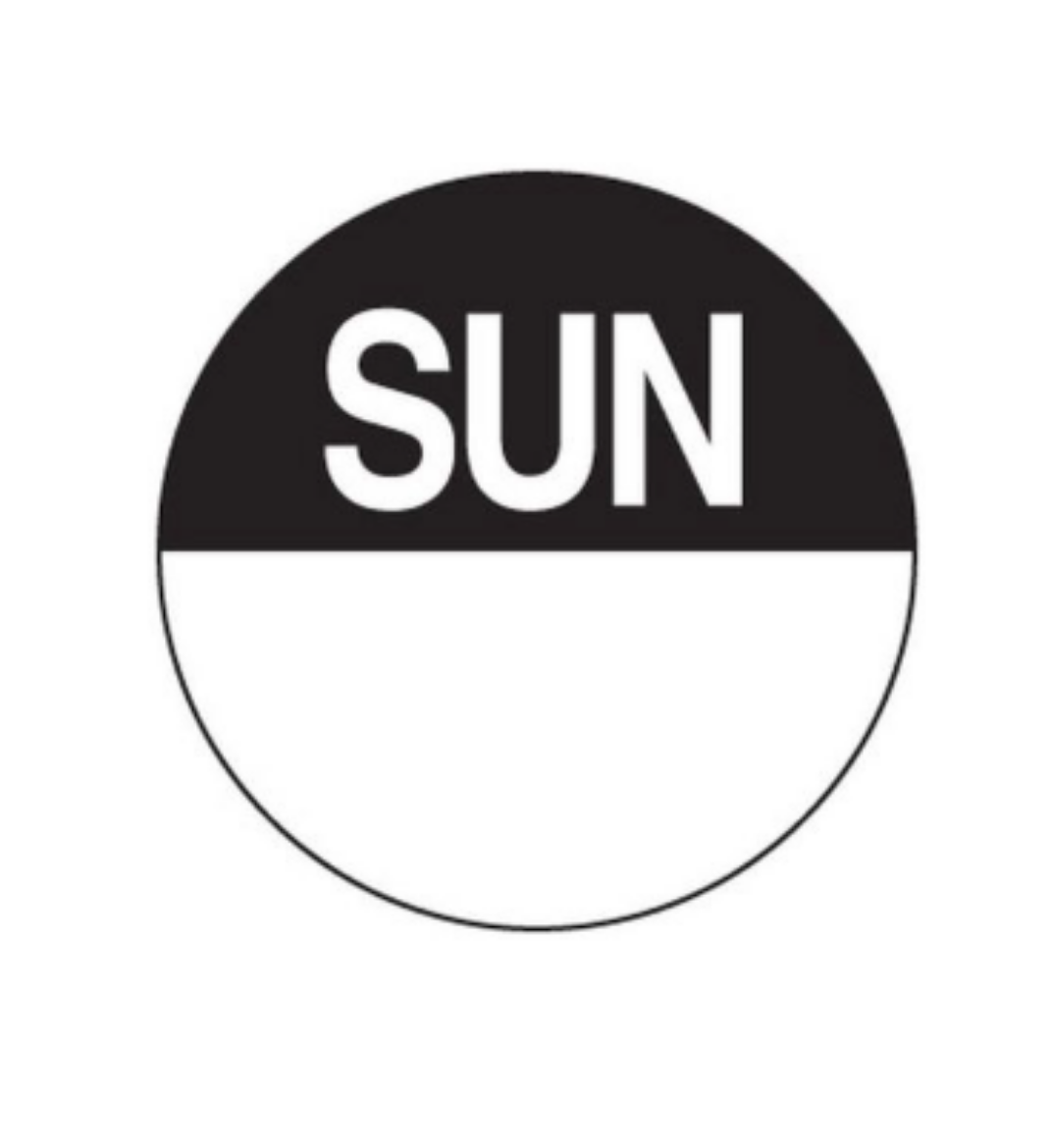 Picture of 10780 DAYDOT DAY OF WEEK 24MM CIRCLES SUNDAY 1000/ROLL