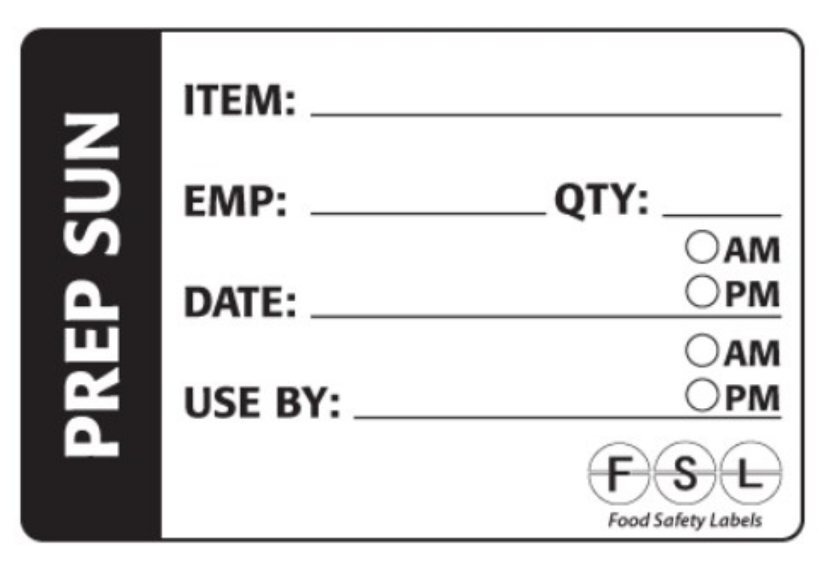 Picture of FOOD LABEL, SUNDAY PREP BLACK 73x48mm 250/ROLL