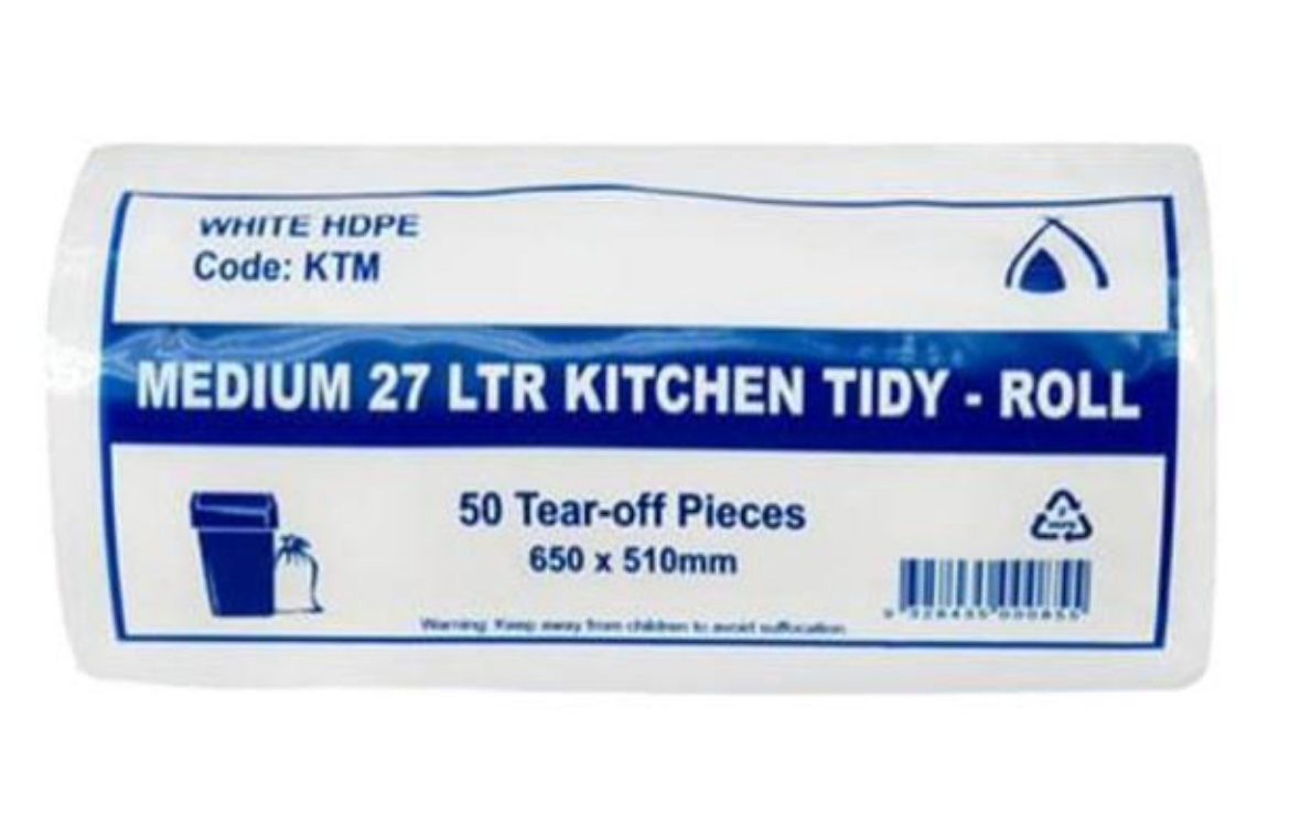 Picture of BIN LINER 27LTR KITCHEN TIDY WHITE ROLL 1000/CTN