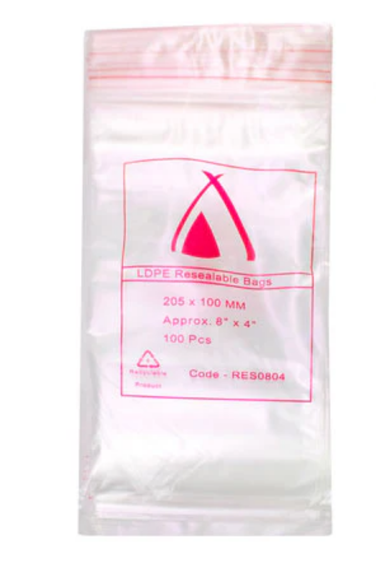 Picture of 205 X 100 MM RESEALABLE BAGS (8X4) CTN1000