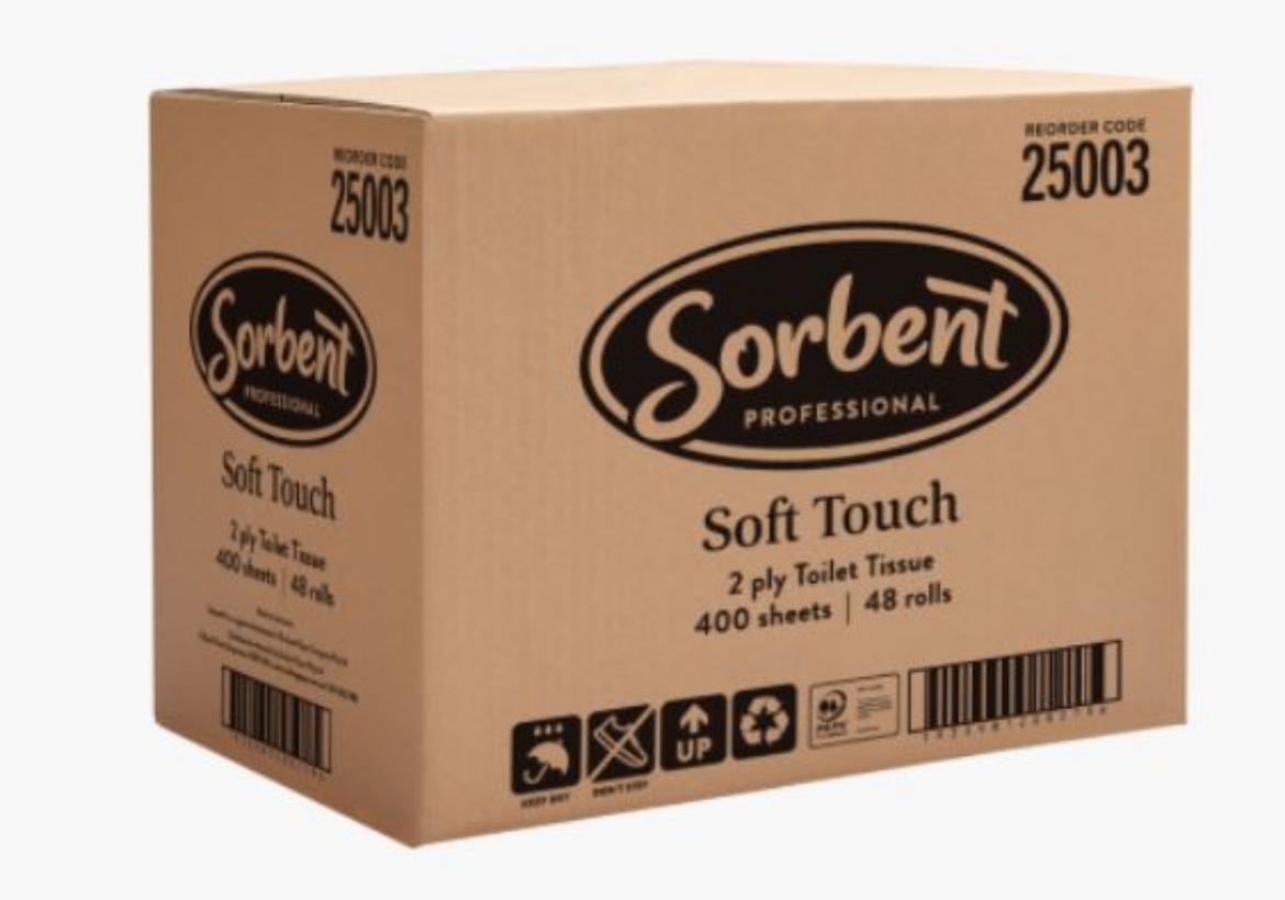 Picture of SORBENT PROFESSIONAL SOFT TOUCH TOILET TISSUE 2 PLY 400SH CTN48