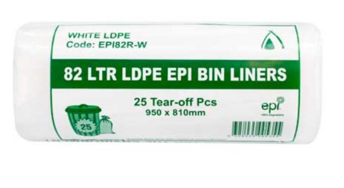 Picture of BIN LINER 82LTR WHITE ROLL LDPE EPI 250/CTN