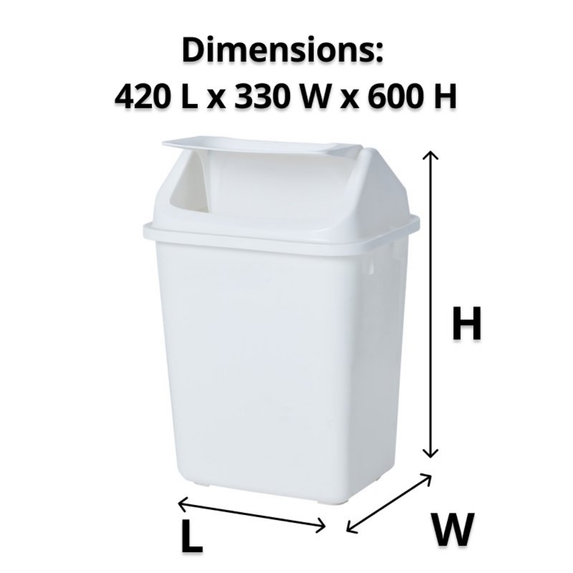 Picture of GARBAGE BIN, 38LTR RECTANGULAR SWING TOP WHITE