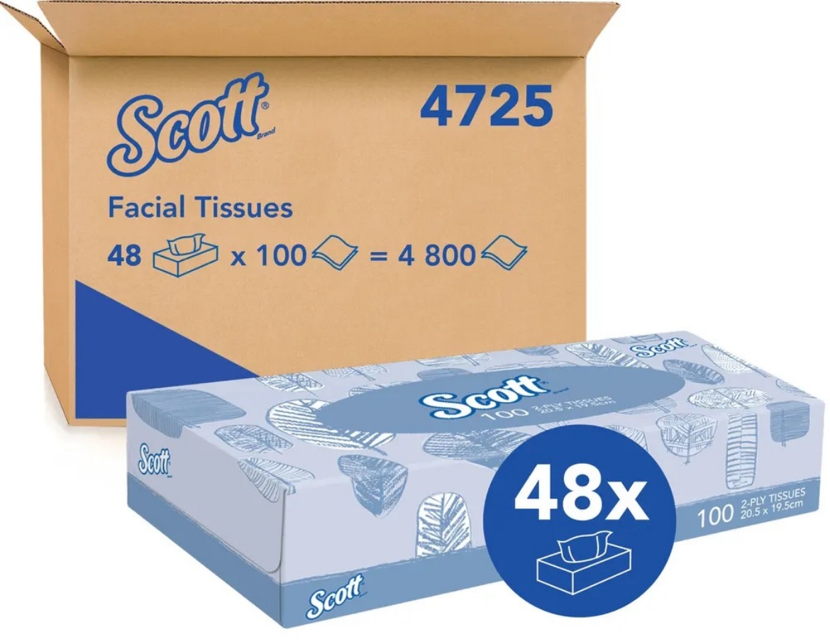 Picture of TISSUES, 2PLY SCOTT 100 SHEETS 48/CTN