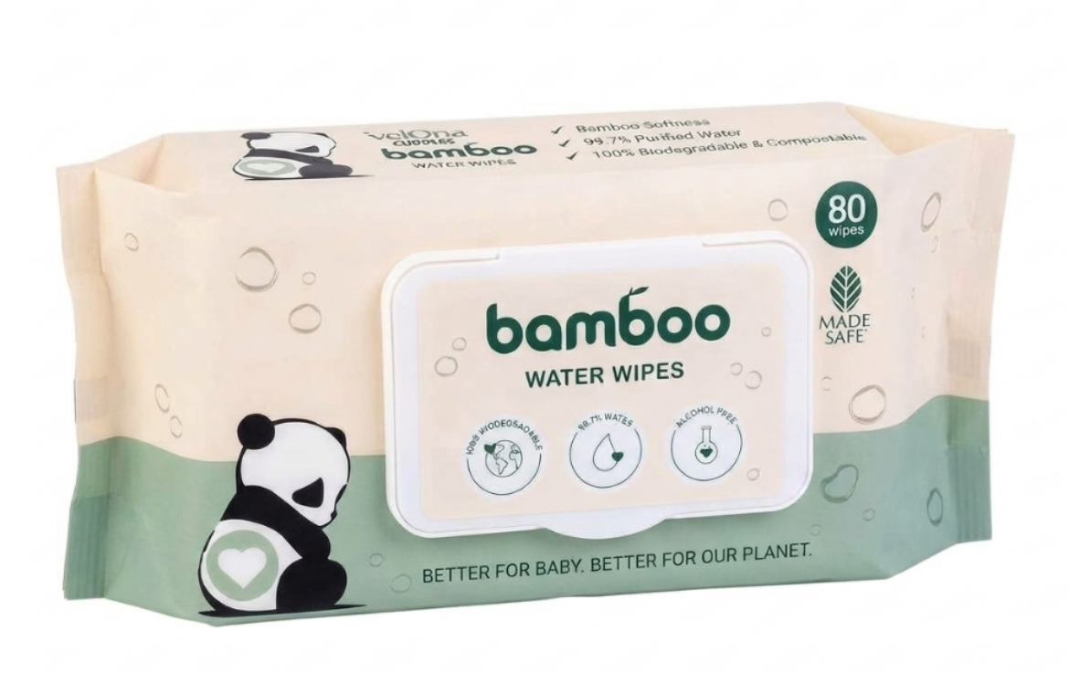Picture of BAMBOO BABY WIPES 80 SHEETS/PKT 12/CTN