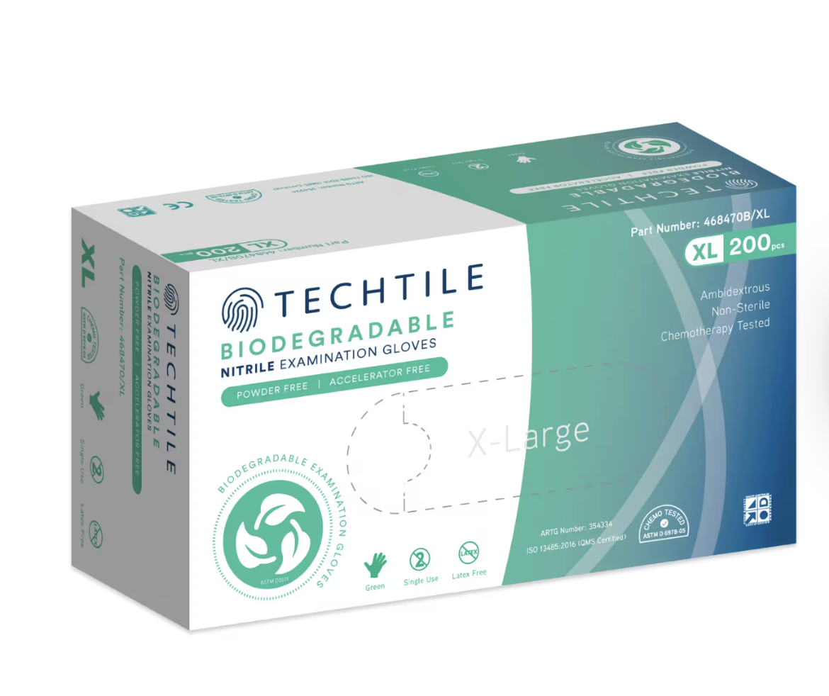 Picture of GLOVE, NITRILE P/F XL TECHTILE BIODEGRADABLE 200/PACK
