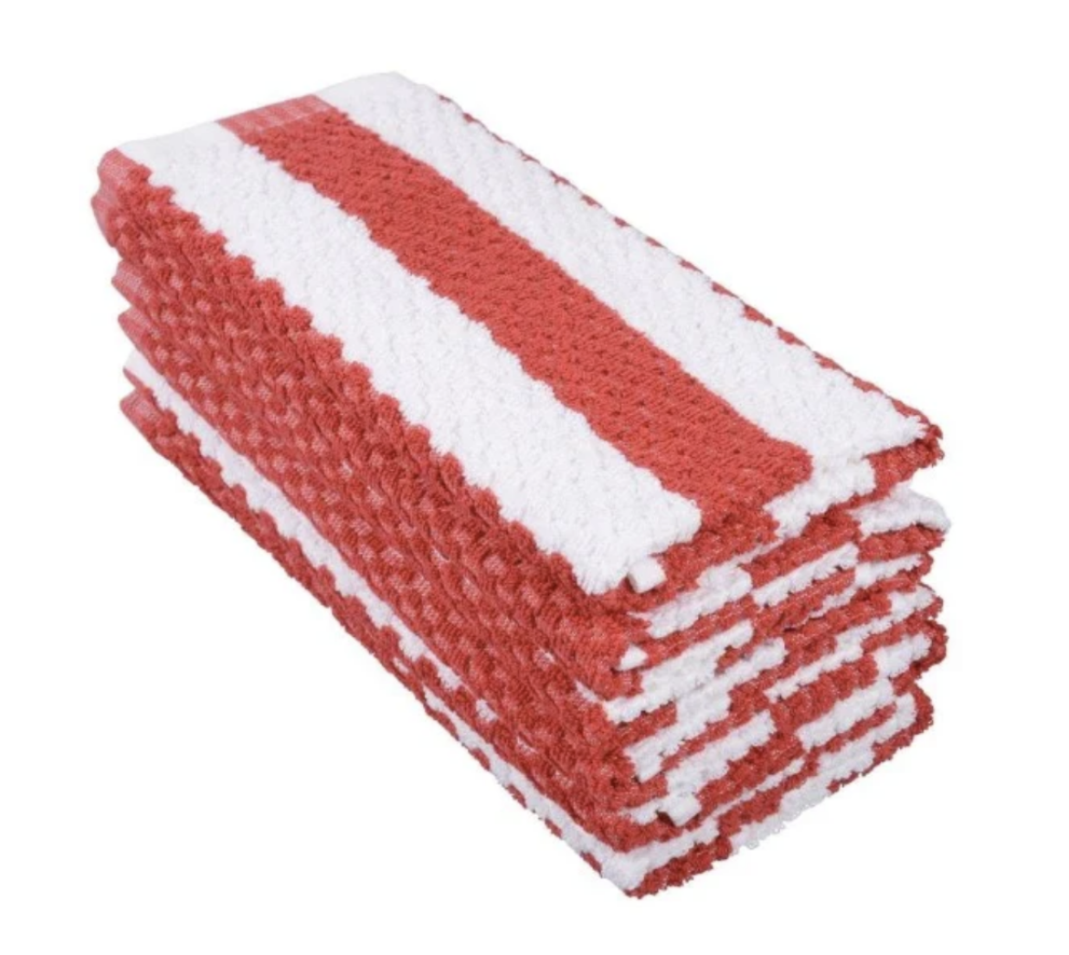 Picture of TOWEL, RED STRIPED TOWELLING SWAB 380X600MM COTTON CLOTH WIPER