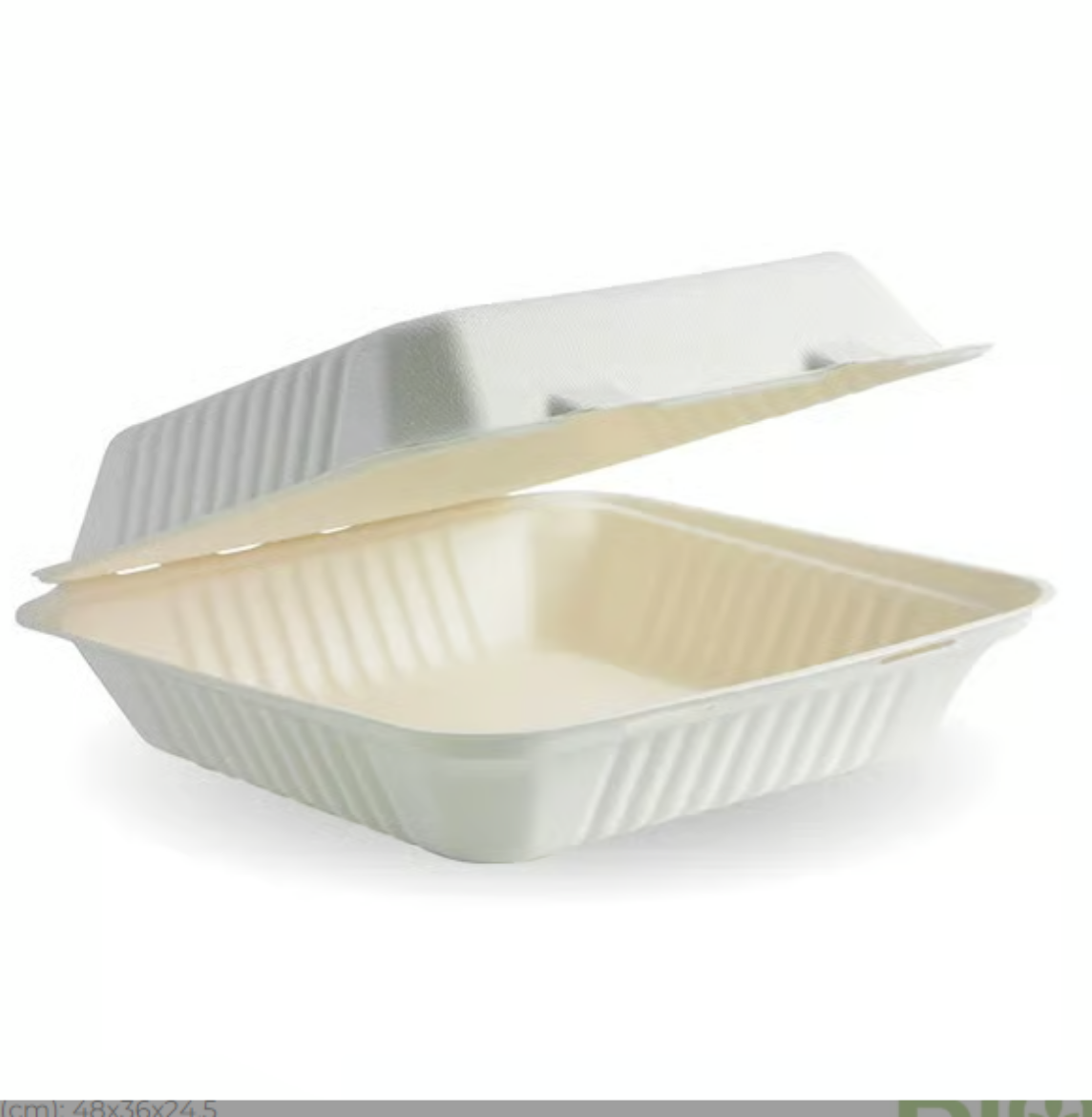 Picture of CLAMSHELL PLANT FIBRE 230x230x80mm (9x9x3") WHITE 250/CTN