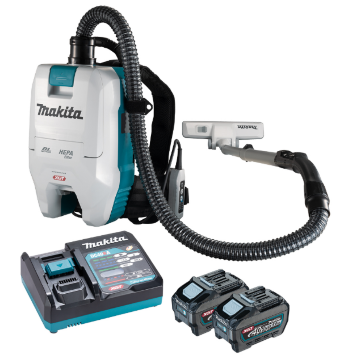 Picture of MAKITA 40V MAX BRUSHLESS VACUUM KIT - 2 X5.0AH BATTERIES + DC40RA SINGLE CHARGE